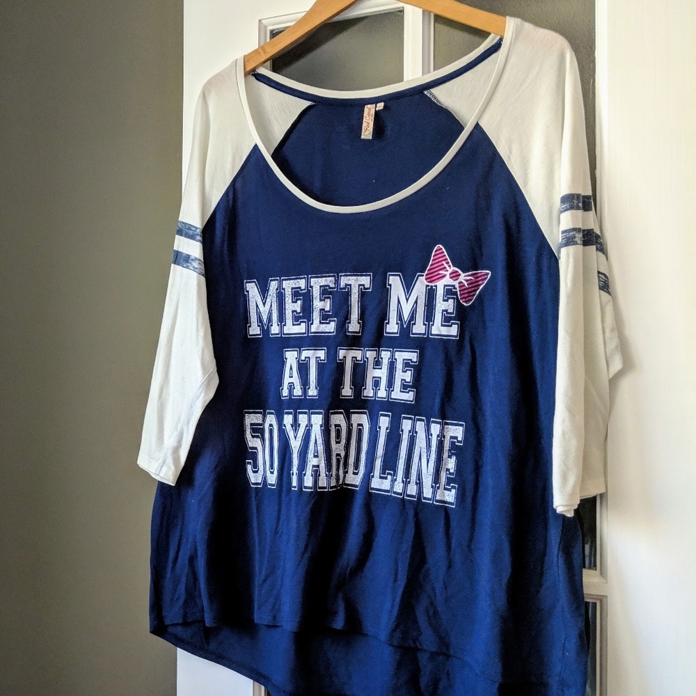 Football 3/4 Sleeve Navy Tee Size 3X
